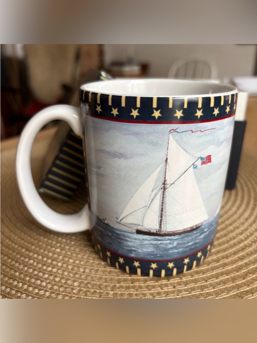 Lang “Set Sail” Sailing Ship Mug With Decorative Box By Ellen Stouffer Like New